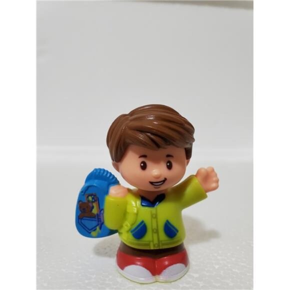 Fisher-Price Little People Boy w/ Backpack Green Jacket Red Shoes Figure Toy Use - Picture 6 of 6